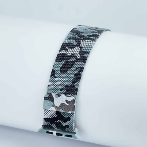 Ремінець для Apple watch 42/44/45mm Milanese Loop Band Military Green Black